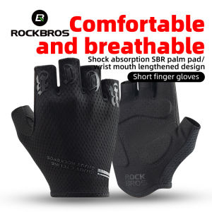 ROCKBROS Cycling Gloves Breathable Shockproof MTB Road Bike Half Finger Gloves Sweat Absorption Elastic Bicycle Gloves for Men Women