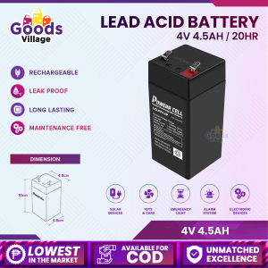 Goods Village 4V 4.5Ah Sealed Rechargeable Battery | LCL4V4.5P SLA Battery for Emergency Light Lantern & Backup Power