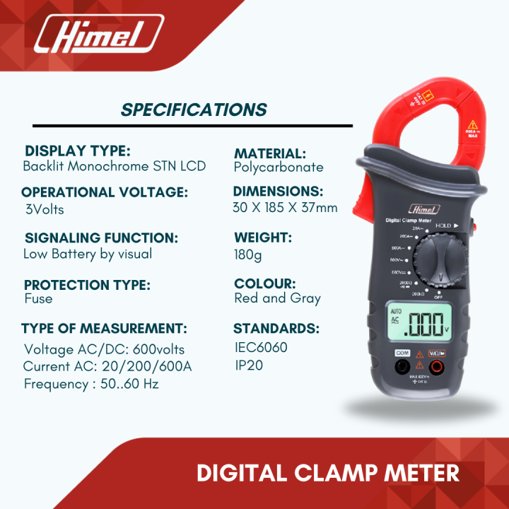 Himel Digital Clamp Meter AC/DC, 600A, 600V Electrical Instruments ...