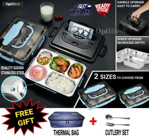 OPTIBEST Lunch Box 304 Stainless Steel Lunch Box Thermos Lunch Box Bento Lunch Box Insulated Lunch Box Thermos Food Container Lunch Box Keep Warm Thermal Bento Stainless Steel Food Container Lunch Box Set Bekas Makanan Kotak Makanan  保温饭盒 饭盒