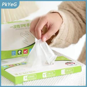 PkYeG 60 cái hộp Cao Su Miễn Phí Găng Tay TPE Găng Tay Dùng Một Lần Trong Suốt Không Trượt Axit Làm Việc An Toàn Thực Phẩm Cấp Hộ Gia Đình Làm Sạch Găng Tay