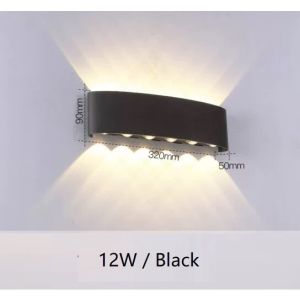 8/12W LED Wall Lamp In/Outdoor Waterproof Garden Corridor Lighting Aluminum AC86-265 Indoor Bedroom Wall Light