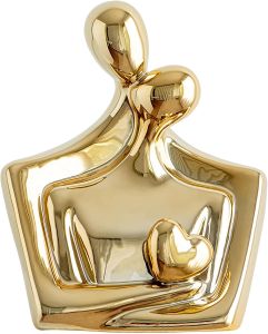 Romantic Couple Porcelain Sculpture Abstract Hugging Figures Modern Black Ceramic Love Statue 7.6 Inches (Black)