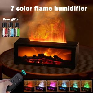 New Fireplace Flame Humidifier Essential Oil Aroma Diffuser Home Analog Flame Diffuser Bedroom Long Lasting 7 Colors Flame Humidifier