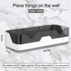 No Drill Bathroom Organizer Wall Mounted Shower Organizer with Hooks Removable Organizer Bathroom Organizer with Adhesives