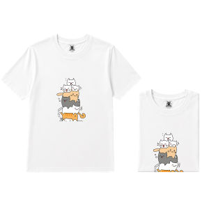 Mens Plus Size Stacked Cats Graphic Short Sleeve T-Shirt OM303