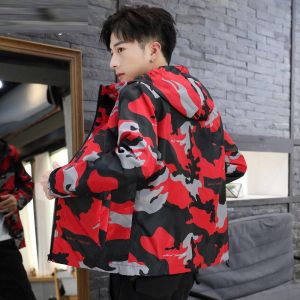 เสื้อแจ็คเก็ตมีฮู้ดลายพรางผู้ชายเสื้อแจ็คเก็ตทหารปกสูงมีกระเป๋าเสื้อแจ็คเก็ตกีฬาสันทนาการ