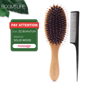 Custom Boar Bristle Hair Brush Women Hair Anti-Static Scalp Massage Comb Wood Hair Brush for Curly Thick Long Hair Detangler