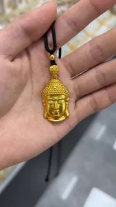 Internet Celebrity Same Style High Color Retention Ancient Method Sand Gold Eternal Peace Buddha Head Pendant   Gold-Plated Copper Lotus Rope Buddha Head Pendant