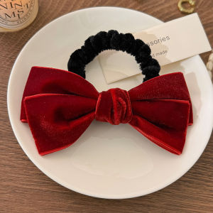 โบว์ผูกผมผีเสื้อสีดำฝรั่งเศสเครื่องประดับผมกำมะหยี่อารมณ์เรียบง่ายผมผูกห่วงมัดผมผู้หญิงที่คาดผมระดับไฮเอนด์ใหม่