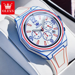 OLEVS Watch For Mans Waterproof 2025 Original Sale Athletic Fashion High Quality Silicone Watch Band Luminous Date Multi Function Chronograph Quartz Watch