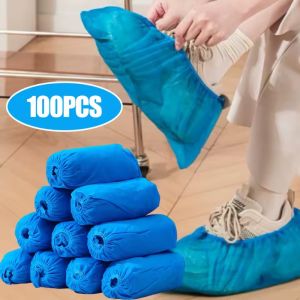100PCS Disposable Shoe Cover Plastic Non-slip Foot Cover Household Non-woven Fabric Shoes Cover Shoe Cover Travel Hotel