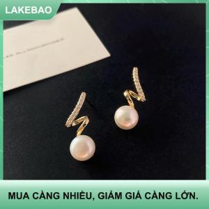 【LAKEBAO】 1 đôi bông tai ngọc trai thời trang lấp lánh phong cách Hàn Quốc cho nữ bông tai đính đá trang sức đơn giản phụ kiện trang trí dành cho quý cô