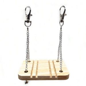 OUTOPEN Detachable Hamster Wooden Swing Springboard with Bell Small Pet Toy Interactive Toy Bite Resistant Seesaw Toy Small Animals Play