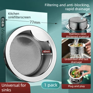 Kitchen Sink Strainer Basket Easy To Lift 304 Stainless Steel Universal Large Capacity Filter Basket Stain Resistant Fast Water Drainage