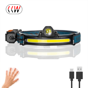 CCW Induction Headlamp XPG+COB LED Head Lamp with Built-in Battery Flashlight USB Rechargeable 6 Modes Head Torch
