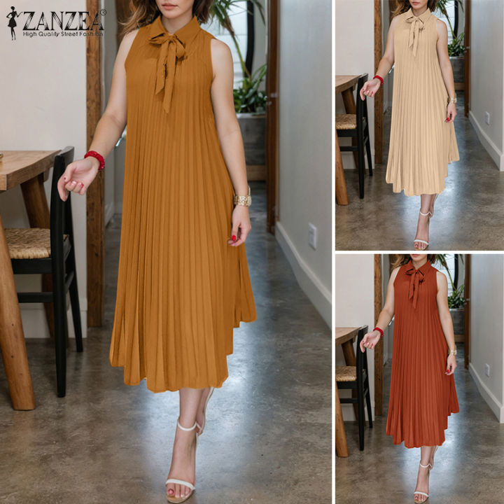 Esolo ZANZEA Korean Style Women OL Work Sleeveless Lace-Up Dresses A ...