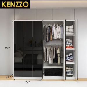 ตู้เสื้อผ้าไม้ 2 -3 ประตู สไตล์โมเดิร์น ไม้หนา แข็งแรง จุของได้มาก ตกแต่งห้องให้ดูหรูหรา Kashan Wooden Wardrobe