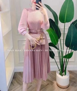 CHÂN VÁY XẾP LY KÈM ĐAI DÁNG DÀI kiểu dáng nhẹ nhàng nữ tính cân mọi outfit