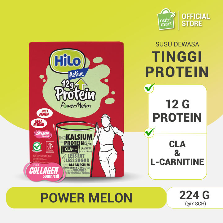 susu yang mengandung l carnitine HiLo Active Power Melon 7 Sch - Susu Dewasa Tinggi Protein dengan CLA L- Carnitine Untuk Strong & Lean