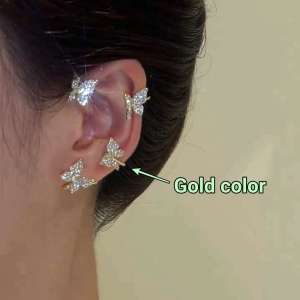 [SG Seller] Hook-on Earrings Snowflake Butterfly - Beautiful & Pretty Cosmetic Jewelry Christmas Xmas Gift Present Butterflies Snowflakes Hoop Birthday Anniversary