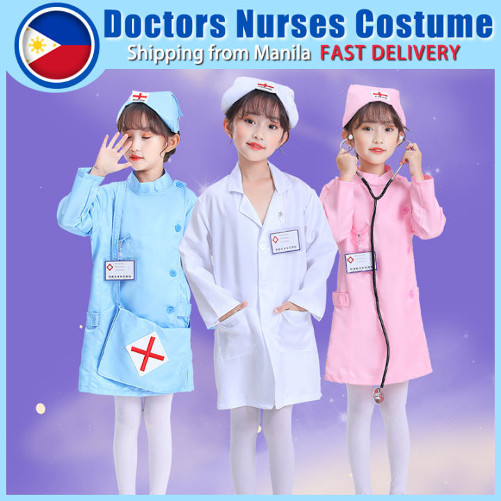 Children Nurse Cosplay Clothes Little Doctor Gown Costume for Kids