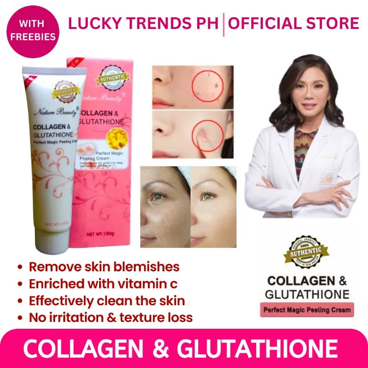 collagen glutathione peeling cream Collagen with Glutathione peeling cream used to clean and brighten the  face, whitening and moisturizing skin care 100g