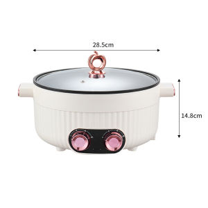 TMALL 📢 พร้อมส่งมาก!! หม้อไฟฟ้า ใช้งานได้ 2 ฝั่ง หม้อชาบู 2 ช่อง เคลือบเทฟล่อน สาามรถแยกน้ำซุปได้ หม้อสุกี้ เคลือบNon-Stick ทำความสะอาดง่าย ไม่ติดหม้อ LK