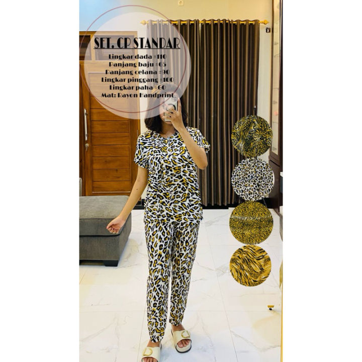 BAJU TIDUR MOTIF MACAN PIYAMA ONE ON WAN SET PAJAMAS SETELAN MURAH
