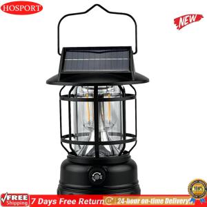 [HOSPORT Official Mall]โคมไฟแคมป์ปิ้งกลางแจ้งที่ขับเคลื่อนด้วยพลังงานแสงอาทิตย์พร้อมแสงแดดแบบตั้งแคมป์วินเทจไฟเต็นท์พกพาที่หรี่ได้