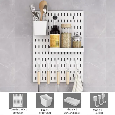 Kệ dán tường nhà bếp bảng pegboard gắn tường bàn làm việc SG.DECOR house tiết kiệm không gian chịu tải tốt không làm hỏng tường