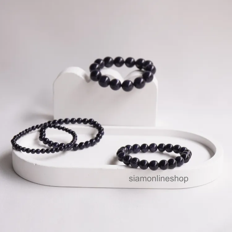SILVER SANDSTONE หินทรายเงิน หินมงคล เลือกขนาดเม็ดหินได้ (4-20 มม.) หินแห่งความเจริญรุ่งเรือง สร้อยข้อมือหินแท้