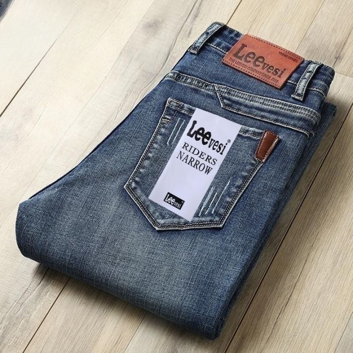 Men's Slim-fit Jeans Stretch Pants Men's Thin Straight Slim Jeans ...