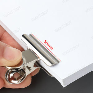 UMI 1pcs Spring Binder Round Metal Bulldog Paper Clip Klik Kertas Office Stationery Document Stainless Steel Long Tail Clips