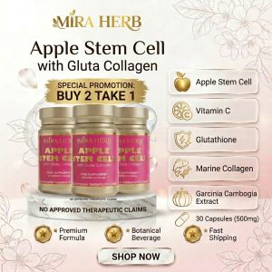 [BUY 2 TAKE 1] Apple Stem Cell 500mg with Gluta Collagen Mira Herb - Whitening Anti-Aging and Immune Boost