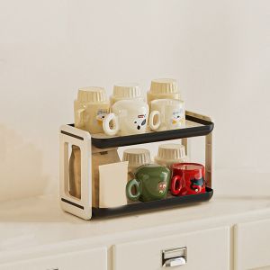 CHARMI Nhựa Giá đựng cốc Phong cách kem Dung tích lớn Giá đỡ tách trà Đa chức năng Có thể tháo rời Khay lưu trữ đồ lặt vặt cho Gia đình