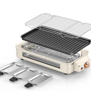 Raclette Table Grill Electric Korean BBQ Grill Indoor Cheese Raclette For 8 Person Removable Non-Stick Surface Temperature Control and Dishwasher Safe 1300W
