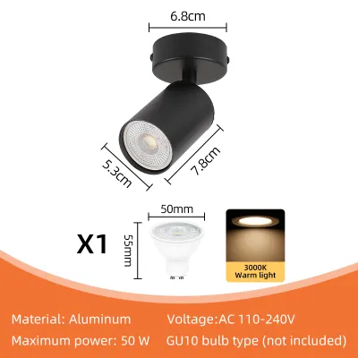 CHENBEN Replaceable Spot Light LED Ceiling Lights Gu10 Track Light 220V Round Track Lamp Spotlight Replaceable GU10 Bulb For Hall Store Clothing Shop Rail Display Lighting