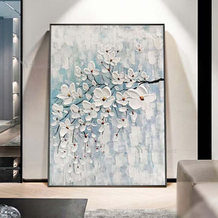 Stunning Wall Decor Canvas printing Canvas Oil Painting White Plum 3D ...