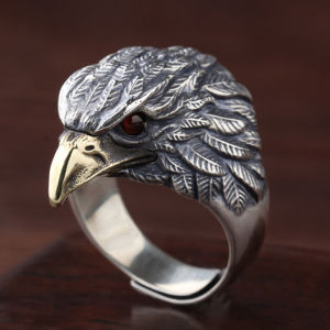 Nhẫn Đại Bàng Titan Không Gỉ Không Đen Cổ Điển Biểu Tượng Hoa Kỳ NHANEAGLE7
