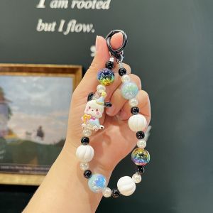 VINTLOOK จี้พวงกุญแจโซ่พันข้อมือรูปการ์ตูนสายโทรศัพท์เก๋ไก๋สไตล์ซานริโอประดับด้วยลูกปัด