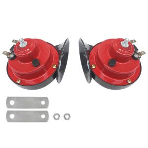 DSFDF 2Pcs 12V/24V Loud Car Horn Waterproof 300DB Air Horns Replacement Kit Auto Accessories Red Motorcycles Speaker For Motorcycle Car Truck SUV Boat