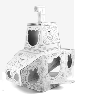 3D DIY Doodle House/ Unicorn/ Submarine/ Ice Cream Stall Cardboard Colouring Paint House Kids Learning Toys Education Playhouse 6 Color Pen Christmas Gift