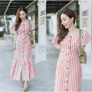 maxy egtyfa Dress salur wanita Korean style fashion wanita trendy