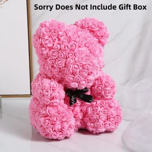 MeetYou Teddy Bear Rose Bear For Girlfriend Artificial 25cm Flower Bear With Light StringArtificial Flowers Rose Bear Forever Rose Everlasting Flower for WindowDisplay Anniversary Christmas Valentines Gift