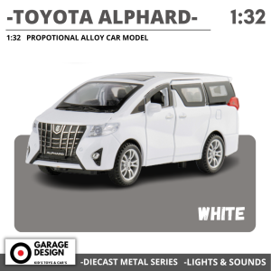 Diecast Miniatur Mobil - Toyota Alphard Mobil Skala 1:32 Diecast Alloy Logam Mobil Mainan Terdapat Lampu dan Suara - Mobil Pajangan Miniatur Toyota Alphard Hitam Merah Putih 1/32