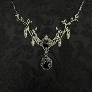 Cross-border European and American necklaces gothic-style necklaces unique jewelry silver branch design red water droplet crystals trendy womens jewelry