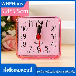 WHPHous นาฬิกาปลุกแบบอนาล็อกสำหรับนักเรียนน่ารักนาฬิกาปลุกตั้งโต๊ะนาฬิกาสี่เหลี่ยมขนาดกะทัดรัดข้างเตียงนาฬิกานักเรียนห้องนอนนาฬิกาปลุกอิเล็กทรอนิกส์