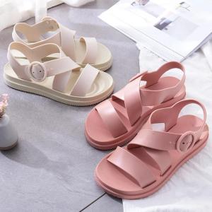 [HCM]Giày Sandal Nữ Nhựa Dẻo Đi Mưa Hapu (Đen Hồng Kem) IDEP - GL008