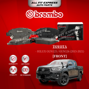 TOYOTA HILUX GUN125 / GUN126 (2015~2021) FRONT (DEPAN) BREMBO BRAKE PAD 100% ORIGINAL AUTHENTIC PRODUCT (PRICE FOR 4 PCS)